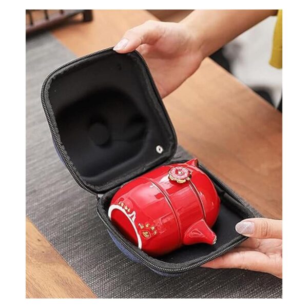 Juego de tazas de té de cerámica portátil juego de tetera_2
