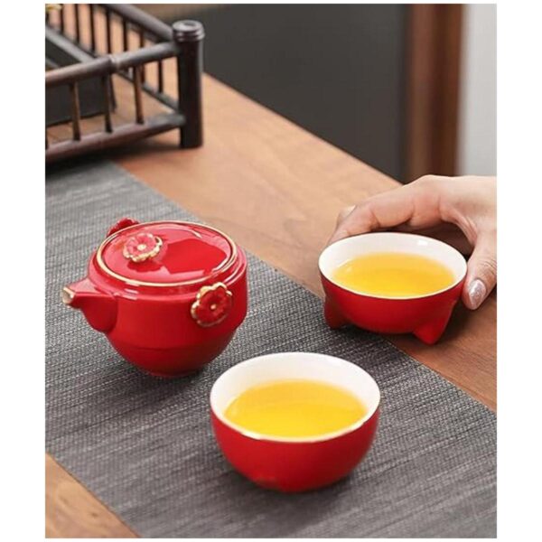 Juego de tazas de té de cerámica portátil juego de tetera_5