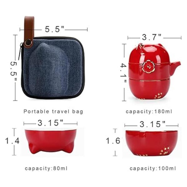 Juego de tazas de té de cerámica portátil juego de tetera_6