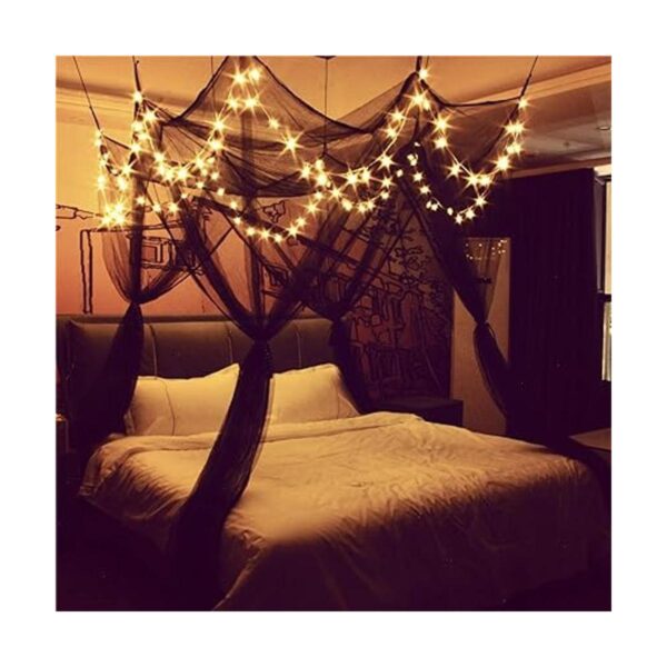 Toldo de cama de 8 esquinas con 100 luces LED de estrella_1