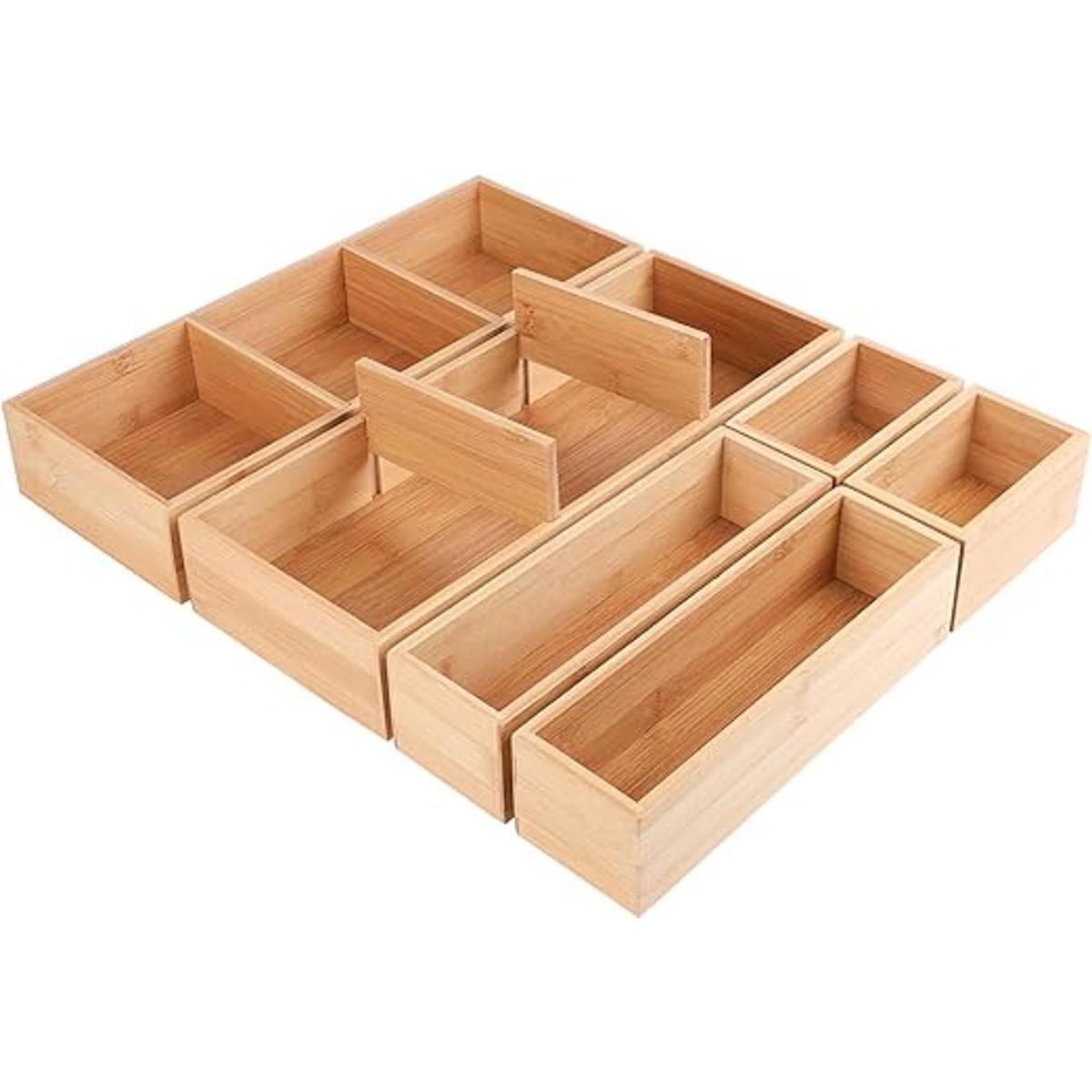 Kootek 6 piezas organizador de cajones de bambú bandeja de