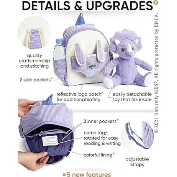 Naturally KIDS Mochila para niños pequeños con animales de_4