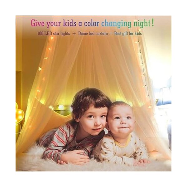 Toldo de cama con luces de estrella para dormitorio de