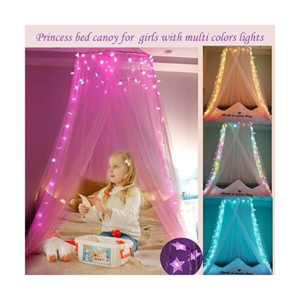 Toldo de cama con luces de estrella para dormitorio de