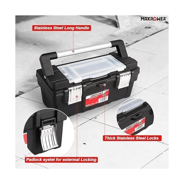 MAXPOWER Caja de herramientas de 16 pulgadas con bandeja_4