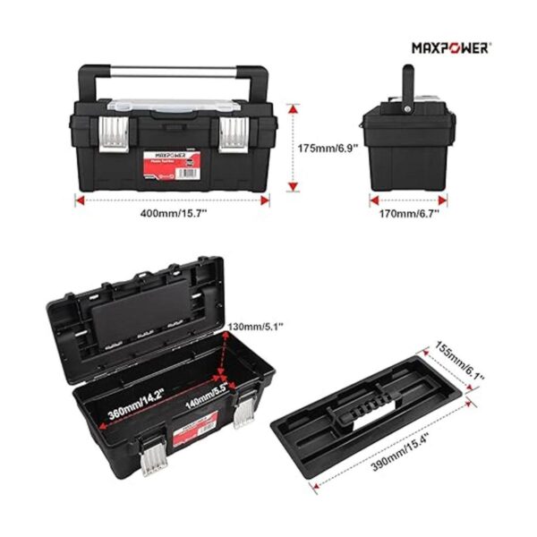 MAXPOWER Caja de herramientas de 16 pulgadas con bandeja_5
