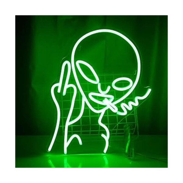 Green Alien Neon Signs Funny LED Light Sign Alien Invasion_1