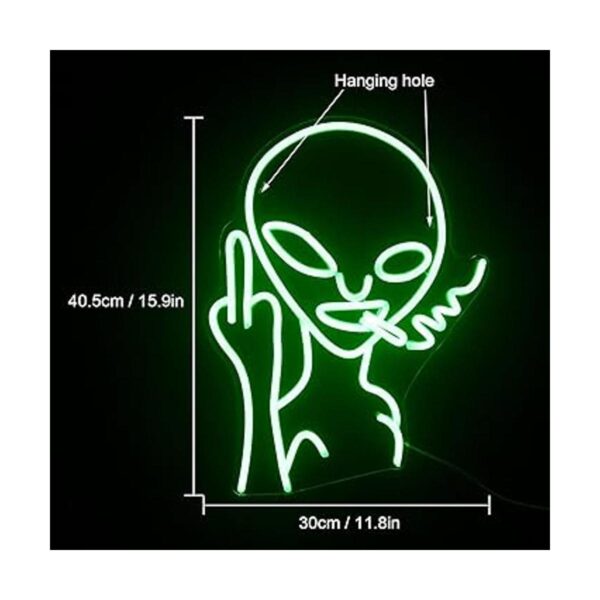 Green Alien Neon Signs Funny LED Light Sign Alien Invasion_2