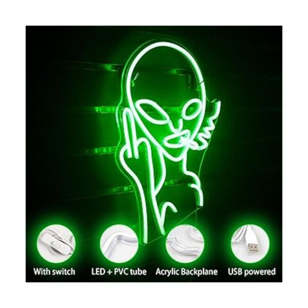 Green Alien Neon Signs Funny LED Light Sign Alien Invasion_3