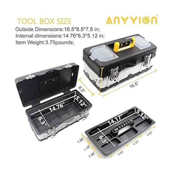 Anyyion Caja de herramientas de 16.5 pulgadas_6