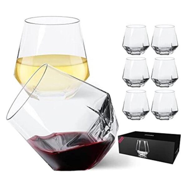 JBHO Juego de 6 copas de vino sin tallo juego de copas de_1