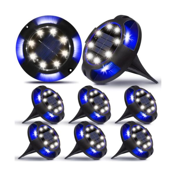 Luces solares de tierra de disco 8 unidades 12 luces LED_1