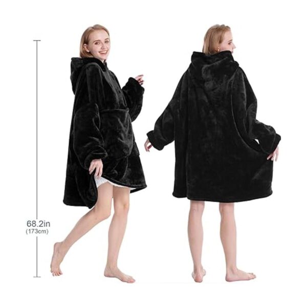 Manta de forro polar Sherpa de gran tamaño con capucha y_3