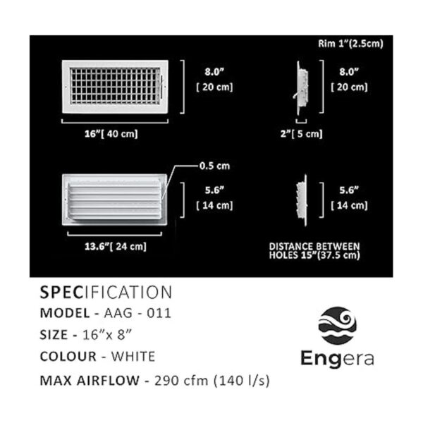 Engera Regulador de aire HVAC de doble deflexión
