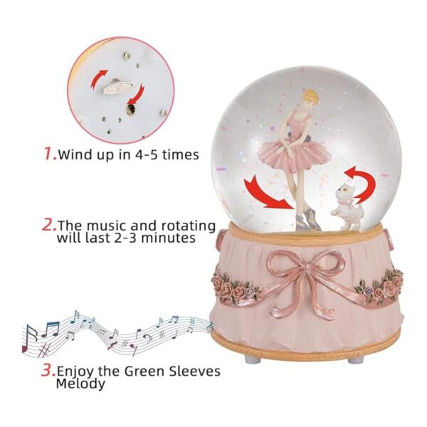 Dreamwizor Ballerina Globo de nieve con mangas verdes_5