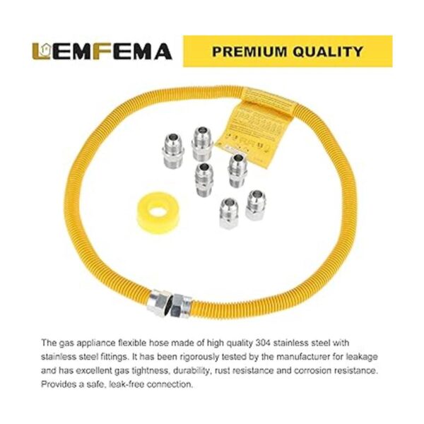 Kit de conector de línea de gas inoxidable flexible de 48