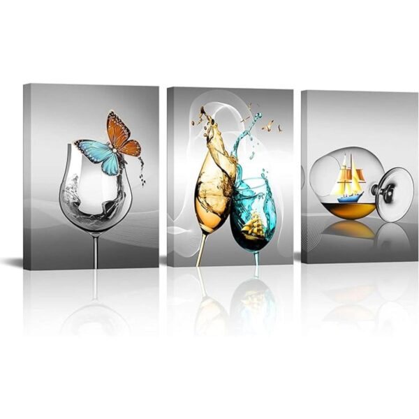 LyerArtork 3 piezas de lienzo de cocina para pared copa_1