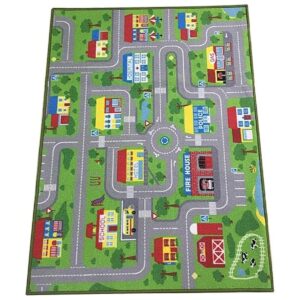 City Street Map Alfombra para niños con carreteras_1