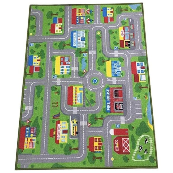 City Street Map Alfombra para niños con carreteras_1