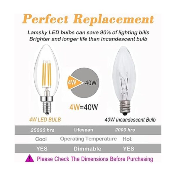 Lamsky Bombilla LED E14 regulable 110 V 400 lm_3