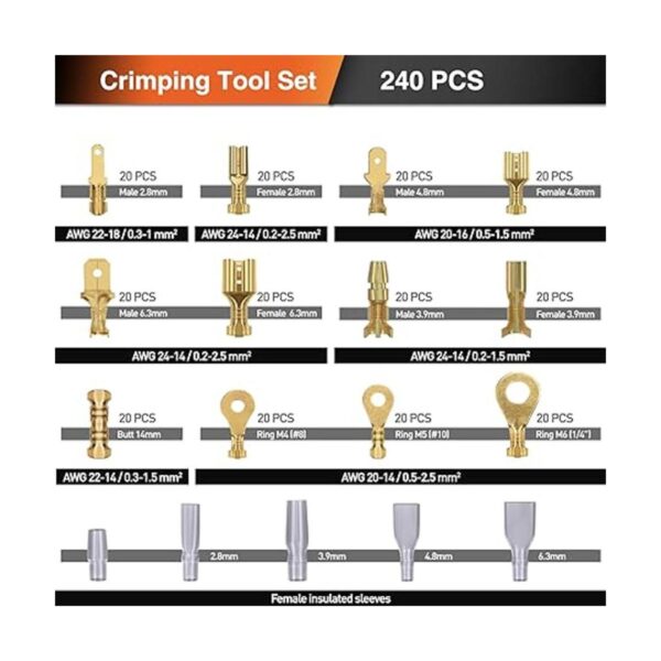 Kit de herramientas de crimpado con conector de terminal