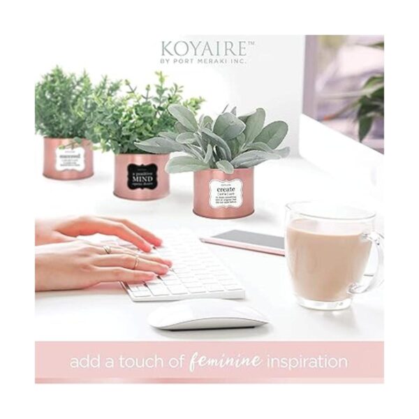 KOYAIRE Juego de 3 accesorios de escritorio de oro rosa_4