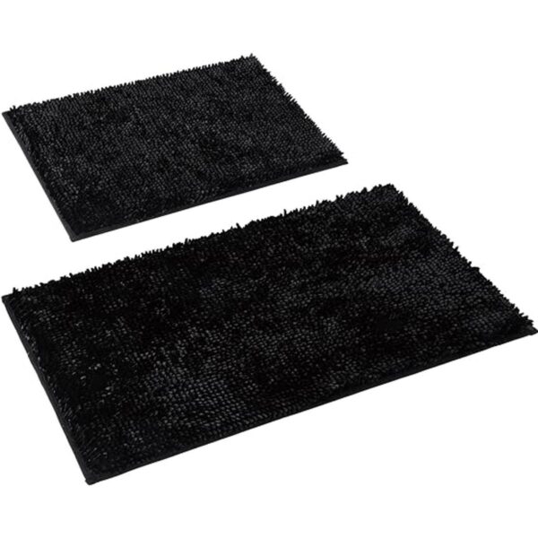 HOMEIDEAS Juego de alfombras de baño negras juego de 2_1