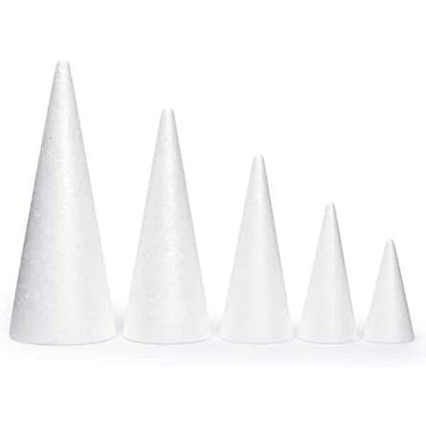 Conos de espuma blanca para manualidades 5 tamaños_3