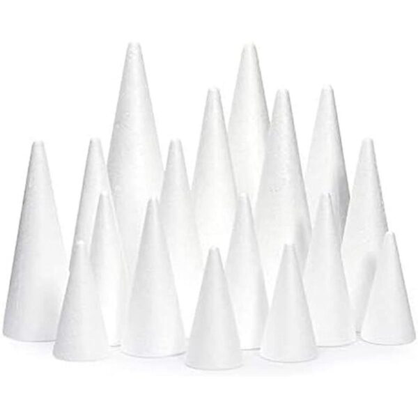 Conos de espuma blanca para manualidades 5 tamaños_1