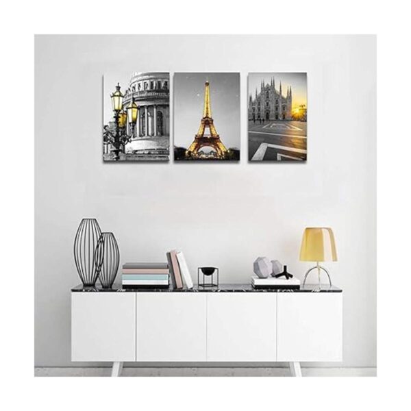 Lienzo de paisaje arquitectónico en blanco y negro arte_5