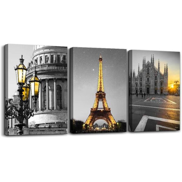 Lienzo de paisaje arquitectónico en blanco y negro arte_1