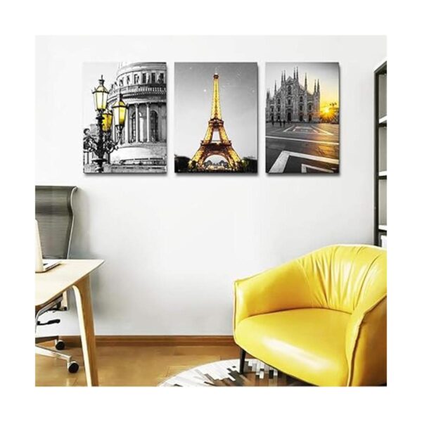 Lienzo de paisaje arquitectónico en blanco y negro arte_4