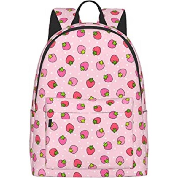 FeHuew Mochila de 16 pulgadas color rosa fresa mochila