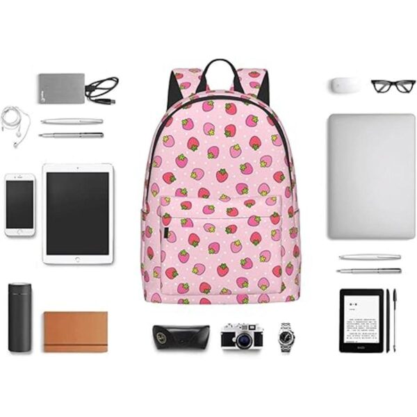 FeHuew Mochila de 16 pulgadas color rosa fresa mochila