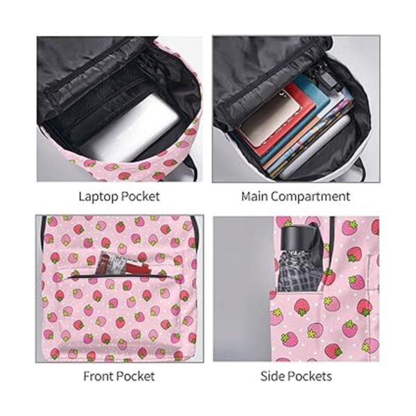 FeHuew Mochila de 16 pulgadas color rosa fresa mochila