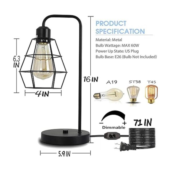 Lámpara de mesa industrial luz de escritorio Edison_2