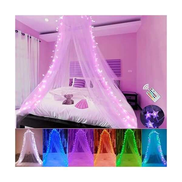 Obrecis Toldo de cama con luces LED de estrella cortina_1