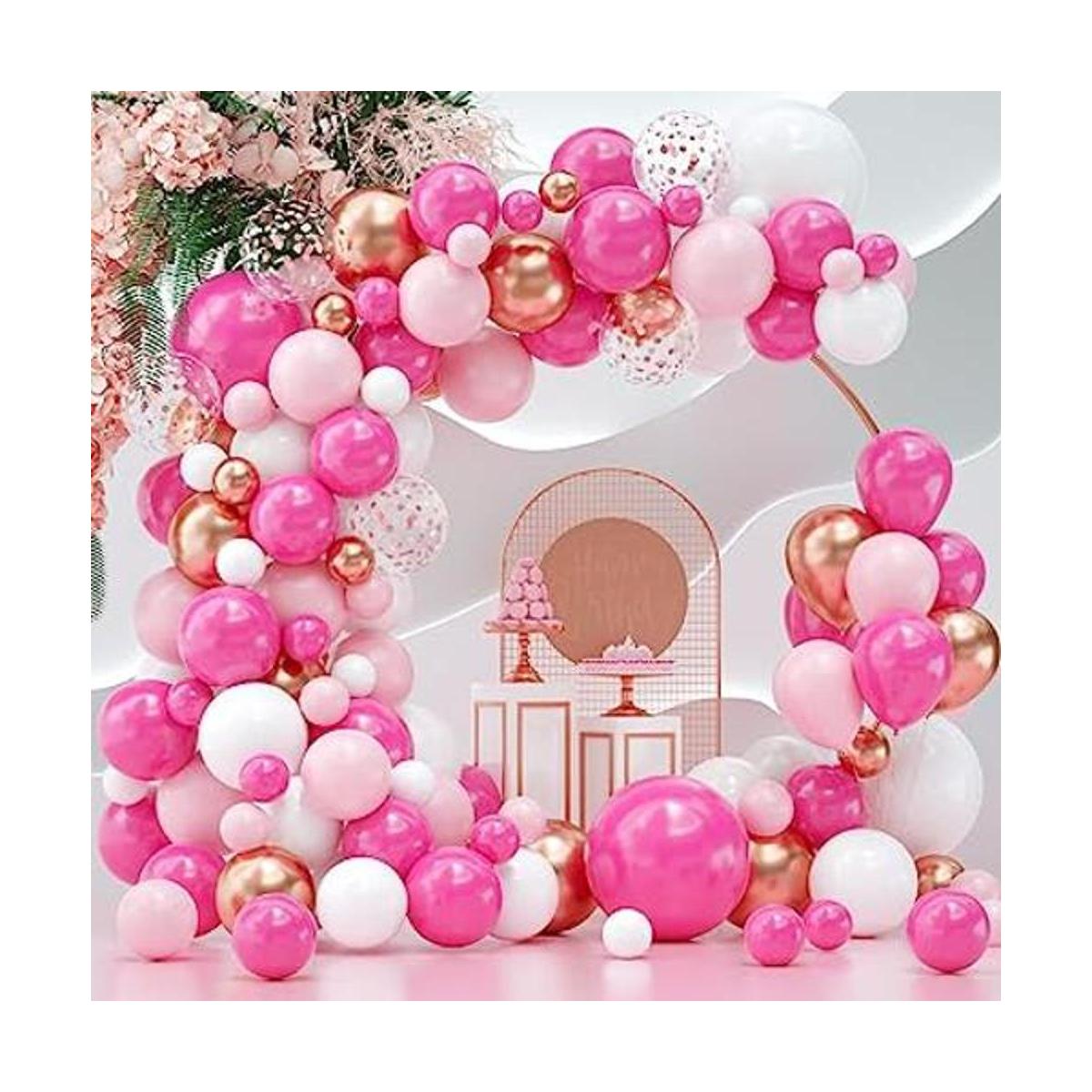 Kit de arco de guirnalda de globos rosa intenso y blanco