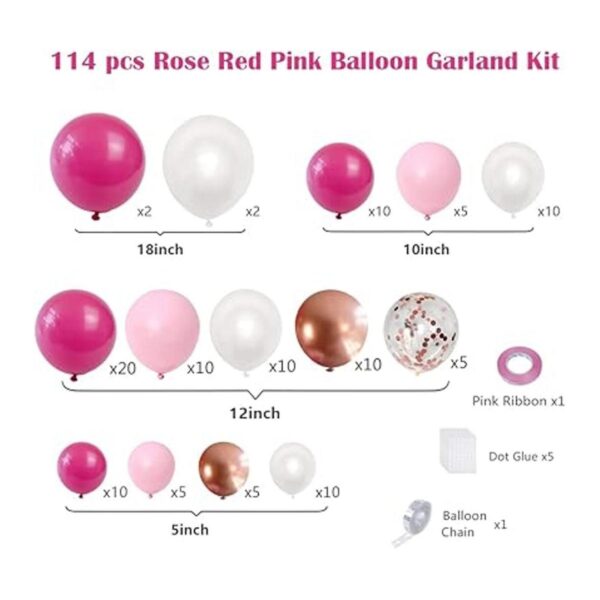 Kit de arco de guirnalda de globos rosa intenso y blanco