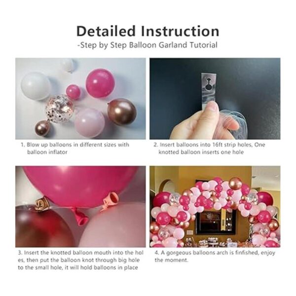 Kit de arco de guirnalda de globos rosa intenso y blanco