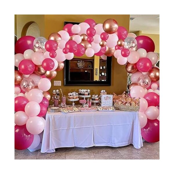 Kit de arco de guirnalda de globos rosa intenso y blanco