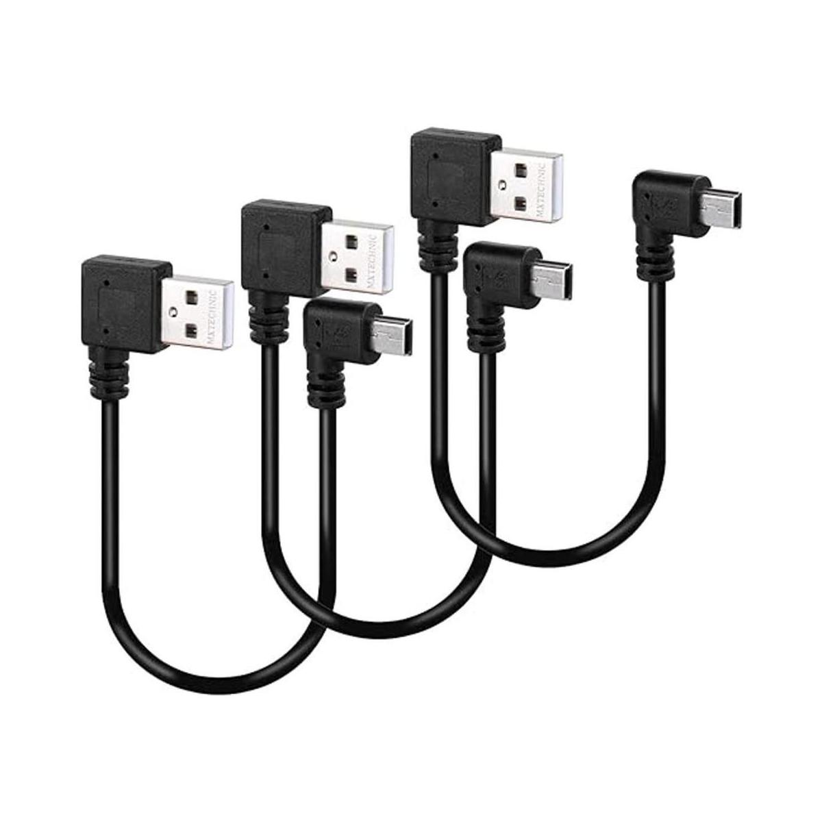 MXTECHNIC Cable de datos mini USB de 10 pulgadas de 90