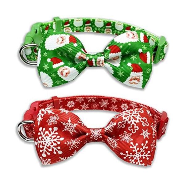 Collar de perro de Navidad con pajarita paquete de 2_1