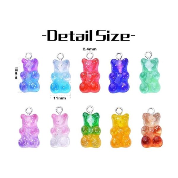 40pcs colorido Gummy Charms oso Colgante de Resina Brillo