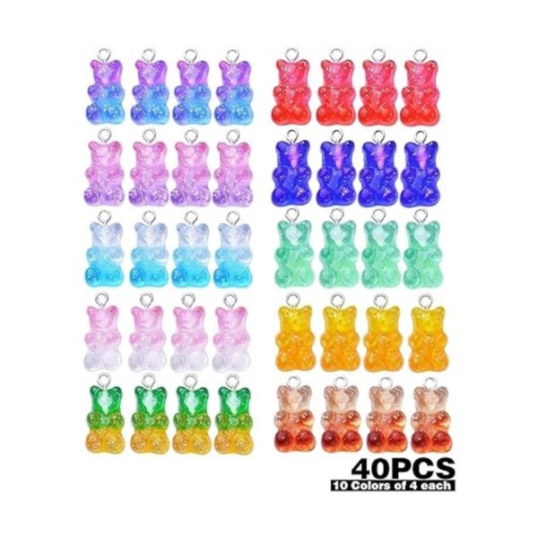 40pcs colorido Gummy Charms oso Colgante de Resina Brillo