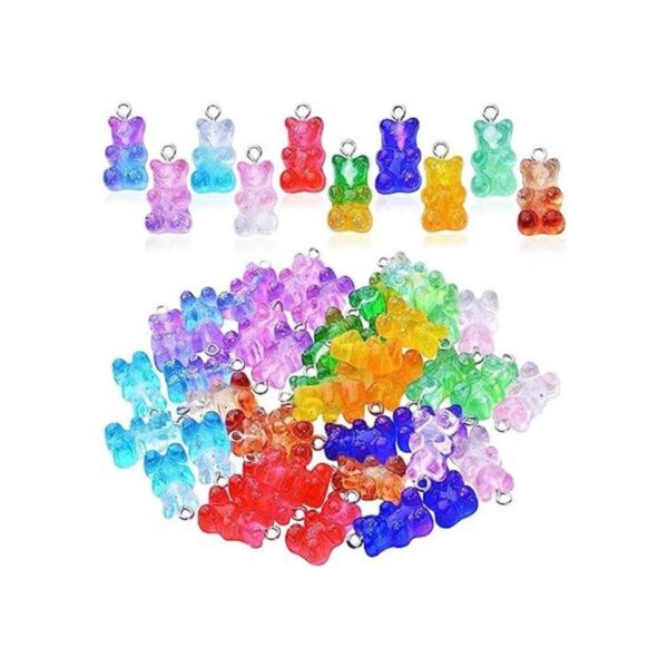 40pcs colorido Gummy Charms oso Colgante de Resina Brillo