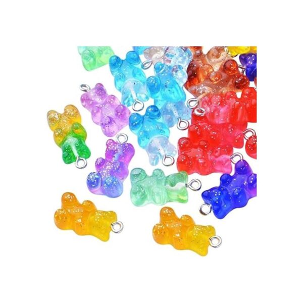 40pcs colorido Gummy Charms oso Colgante de Resina Brillo