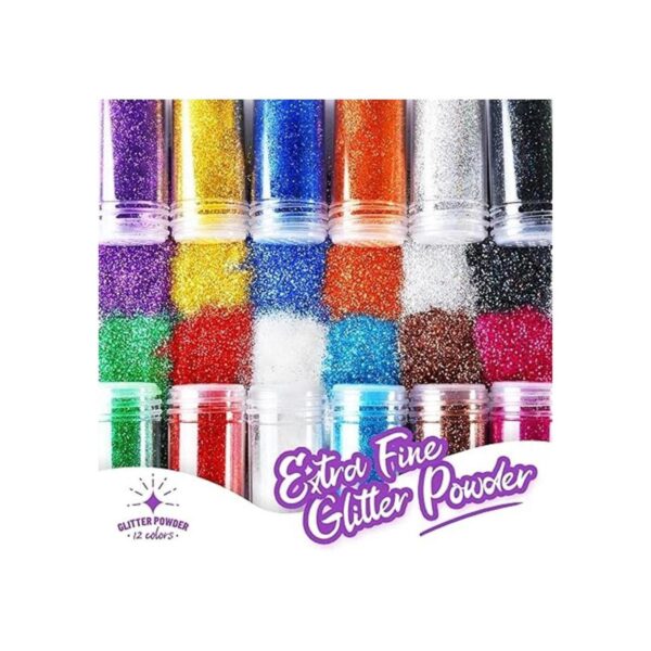 FANDAMEI Juego de 12 tarros de purpurina de 12 colores