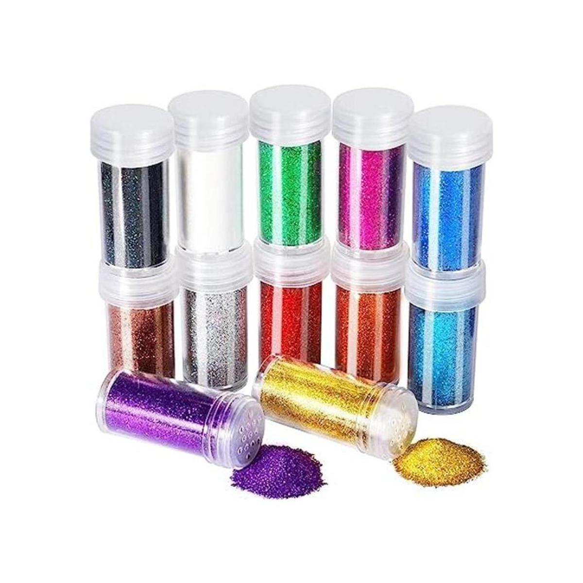FANDAMEI Juego de 12 tarros de purpurina de 12 colores