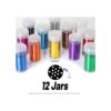 FANDAMEI Juego de 12 tarros de purpurina de 12 colores